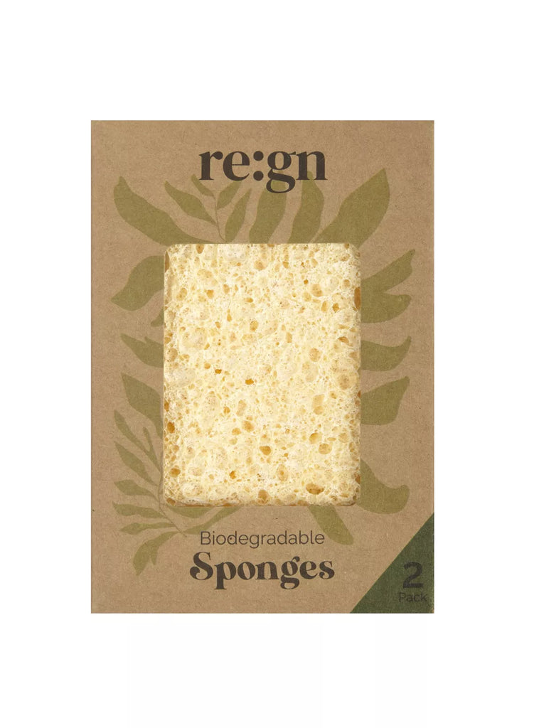 Biodegradable Kitchen Sponges Pack of 2 Eco Friendly Plastic Free Cellulose Re:gn