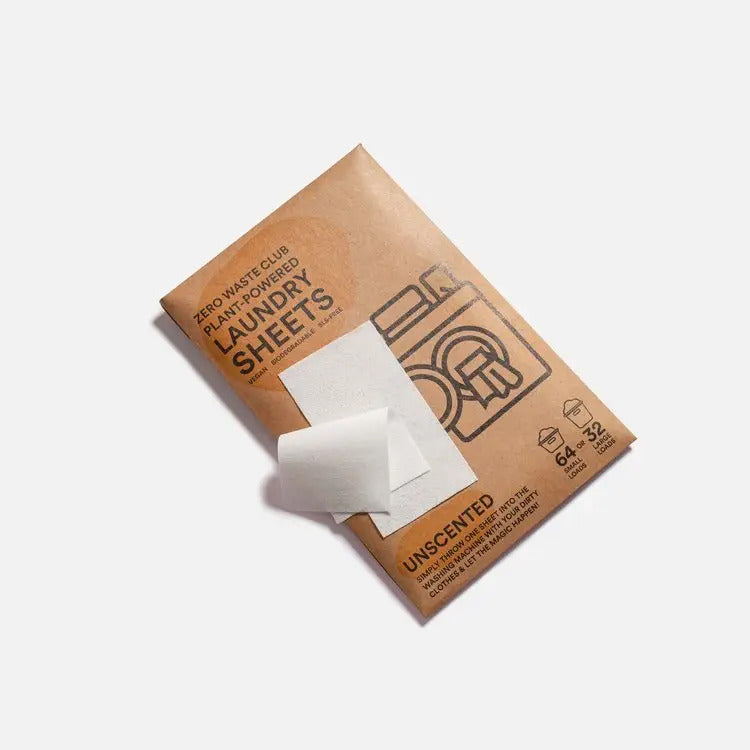 Zero Waste Club Laundry Sheets unscented eco-friendly plastic free fragrace free laundry detergent sheets