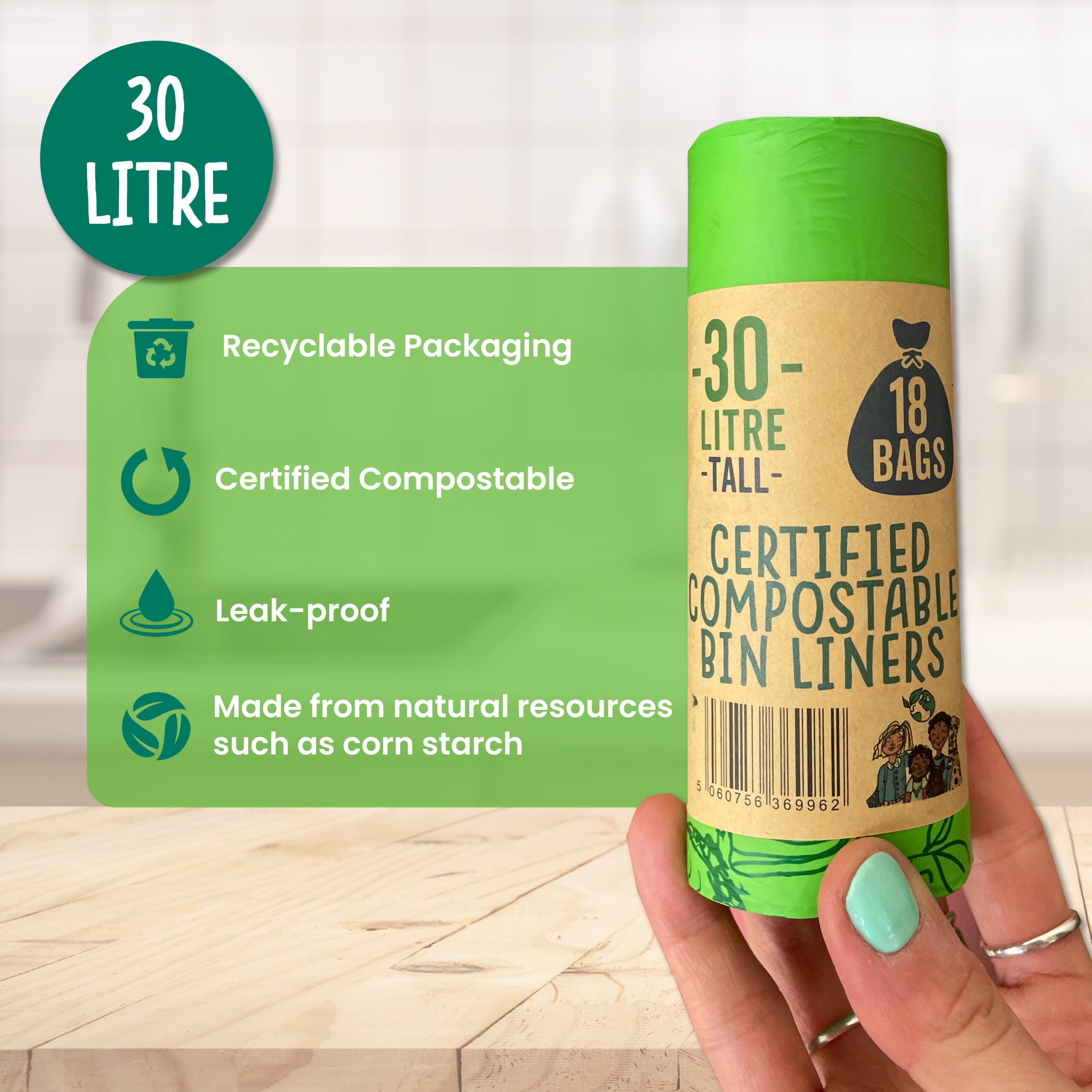 eco green living compostable bin liners 30l litres 