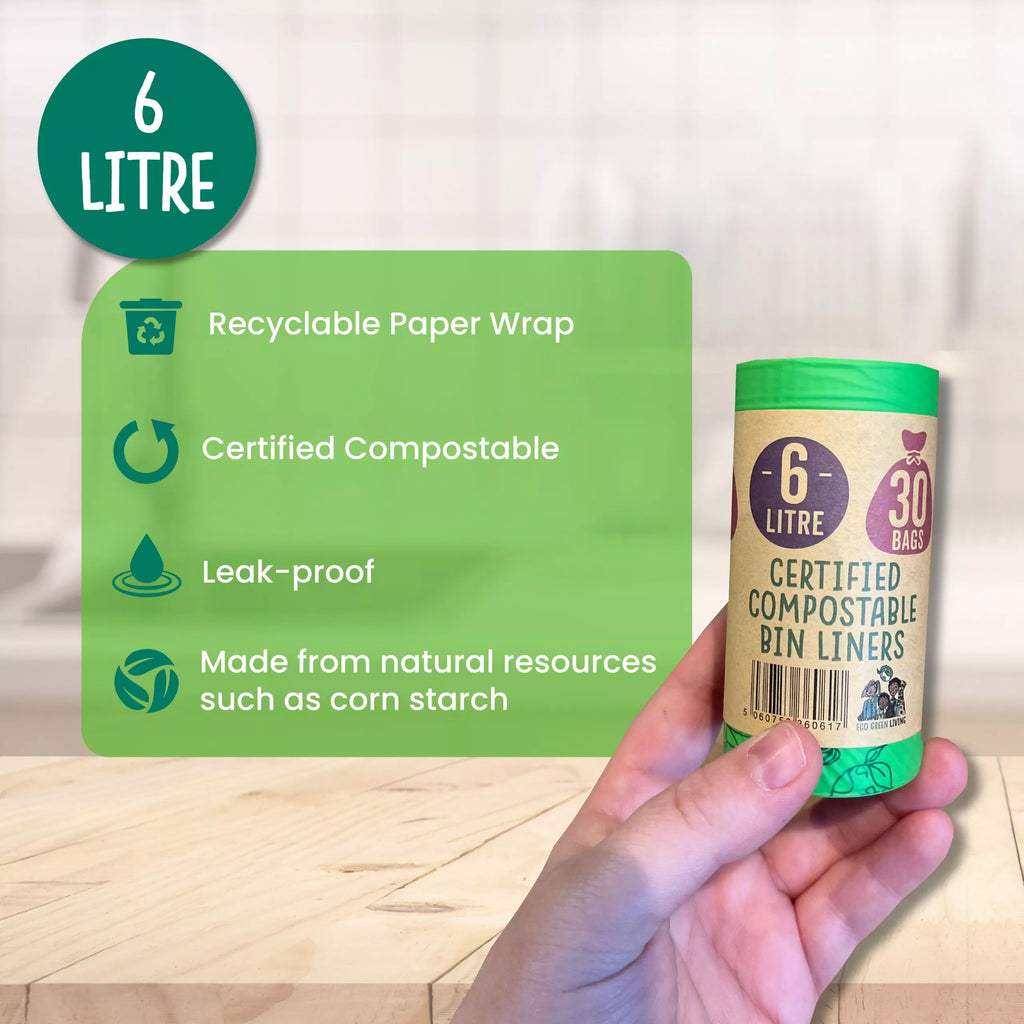 Compostable Bin Liners Eco Green Living 6L litres