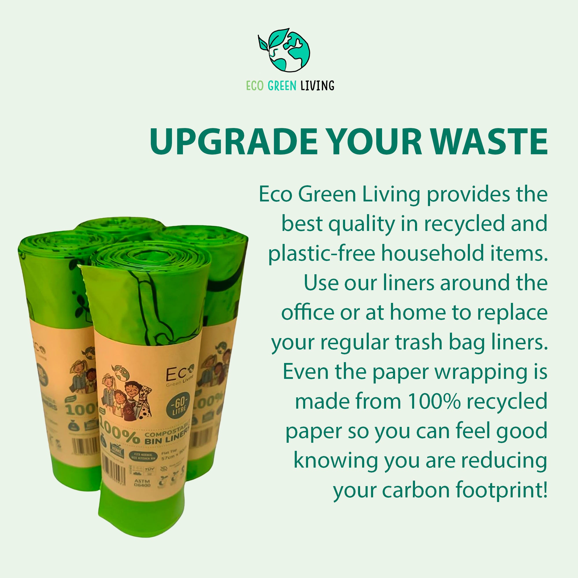 Compostable Bin Liners 60 Litres 60L Eco Green Living