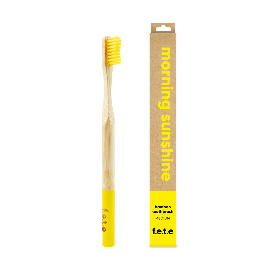 f.e.t.e Medium Bamboo toothbrush adult in Yellow Morning Sunshine