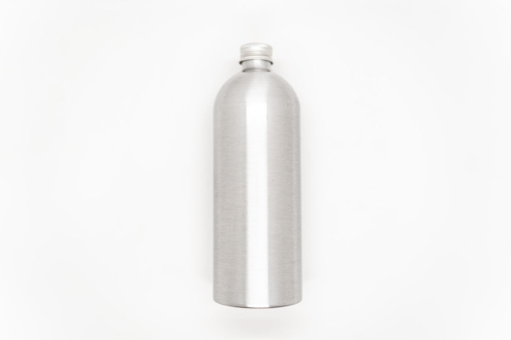 plastic free aluminium travel bottle 100ml 500ml reusable refillable spray nozzle