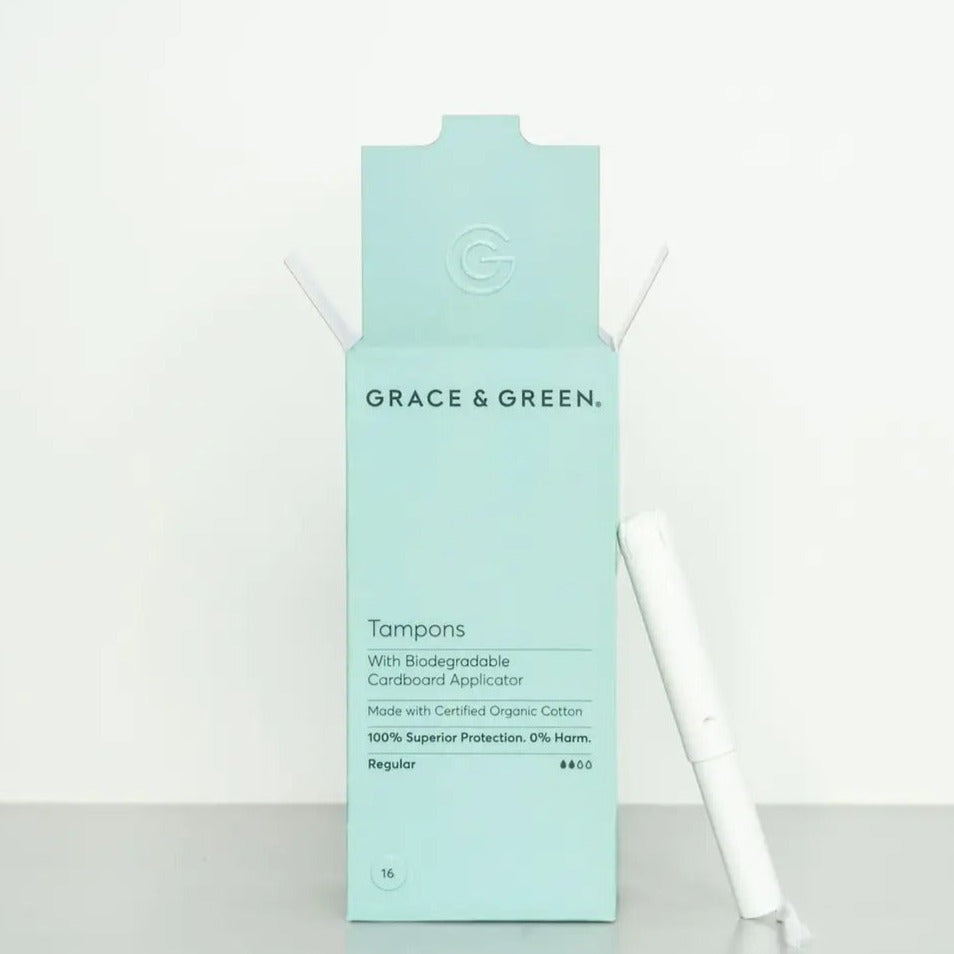 Grace and Green Eco Friendly Tampons Plastic Free Organic Cotton Natural - Regular Grace and Green