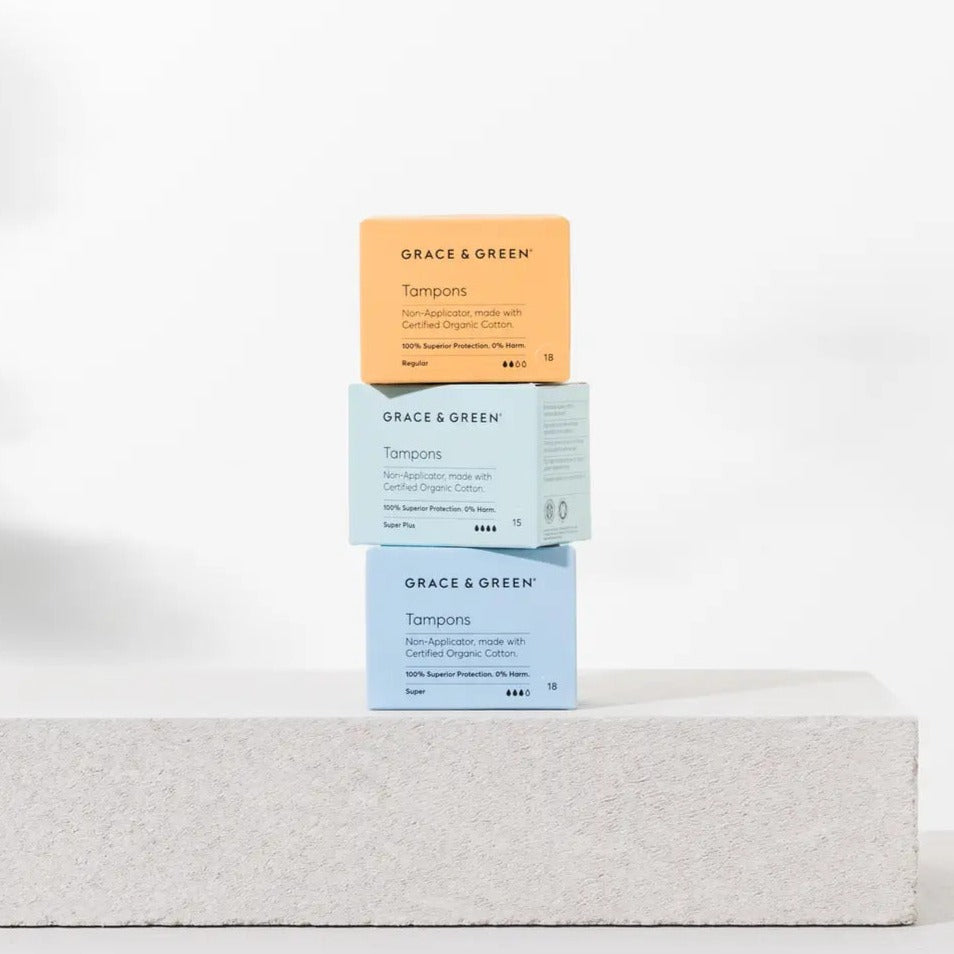 Grace and Green Eco Friendly Tampons Plastic Free Organic Cotton Natural - Regular Grace and Green