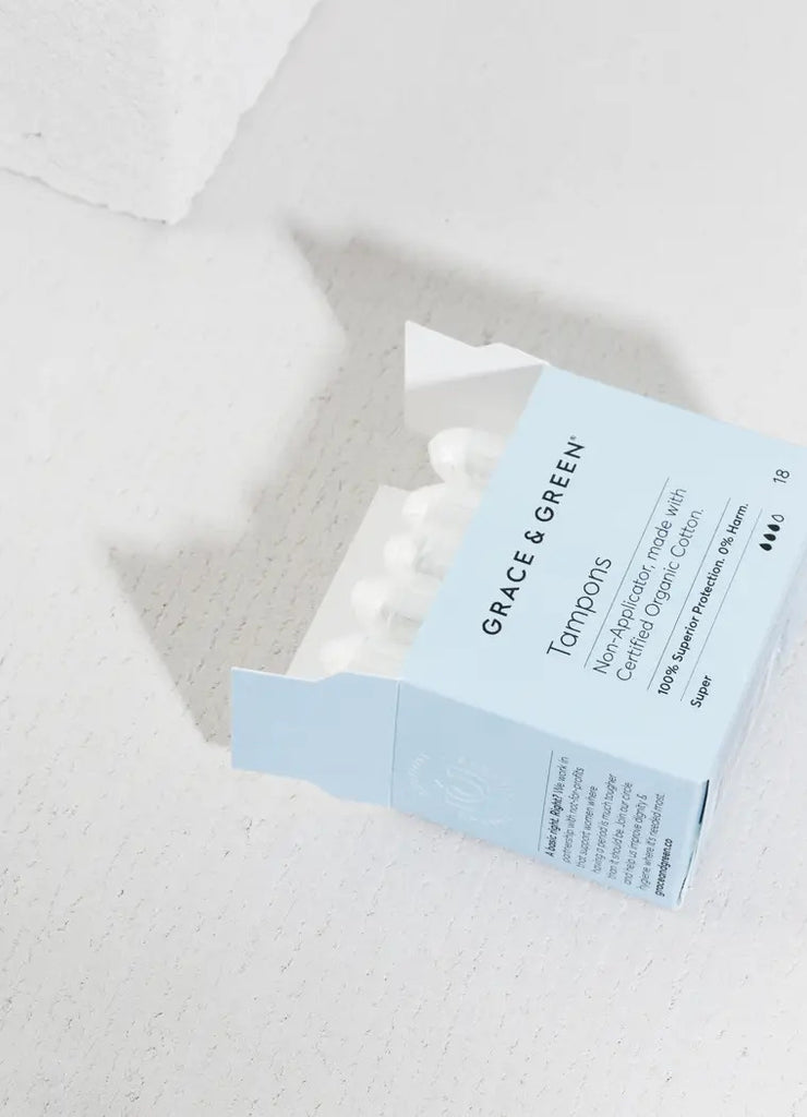 Eco friendly tampons organic cotton plastic free natural grace and green super