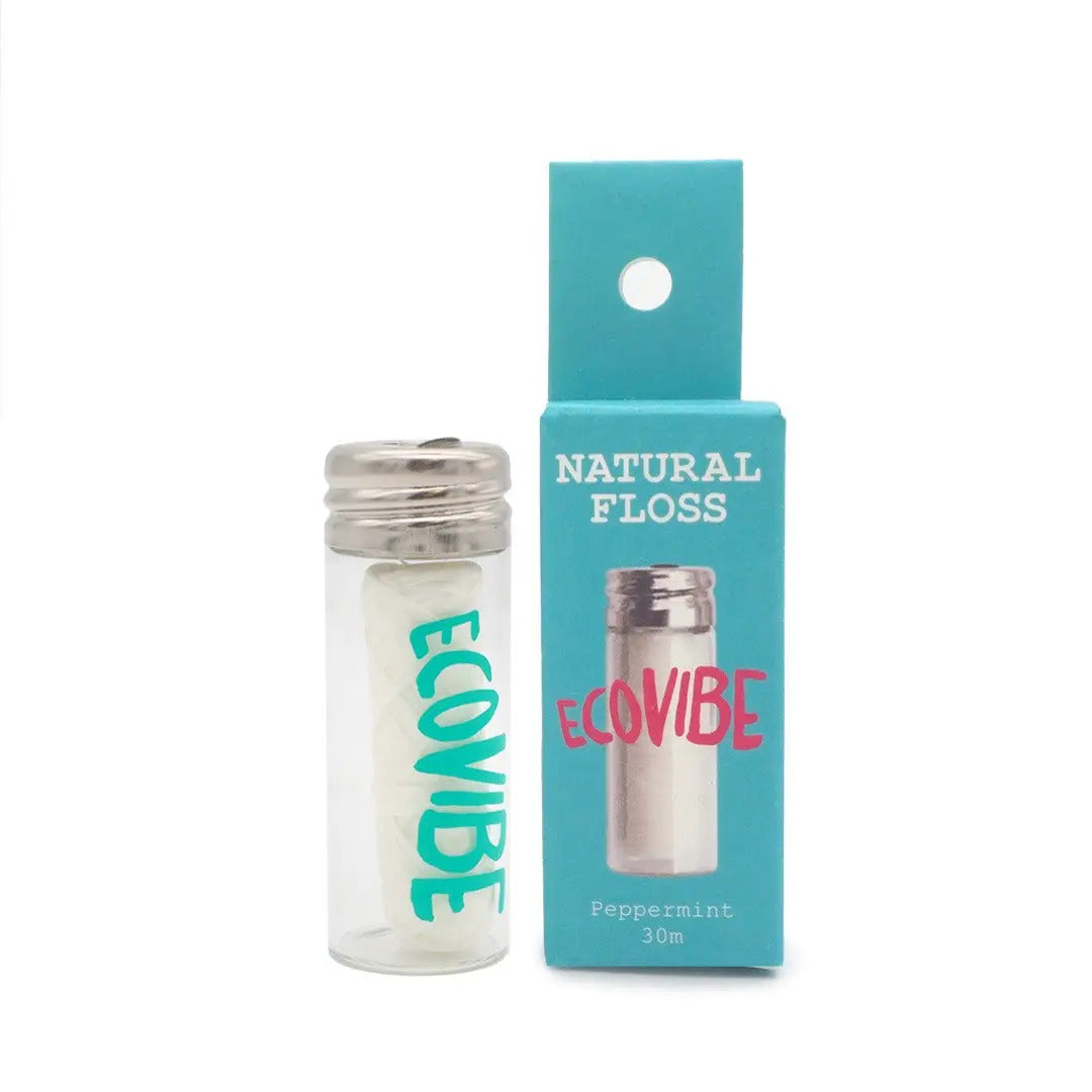 EcoVibe Dental Floss with Refillable Dispenser Peppermint Plastics Free