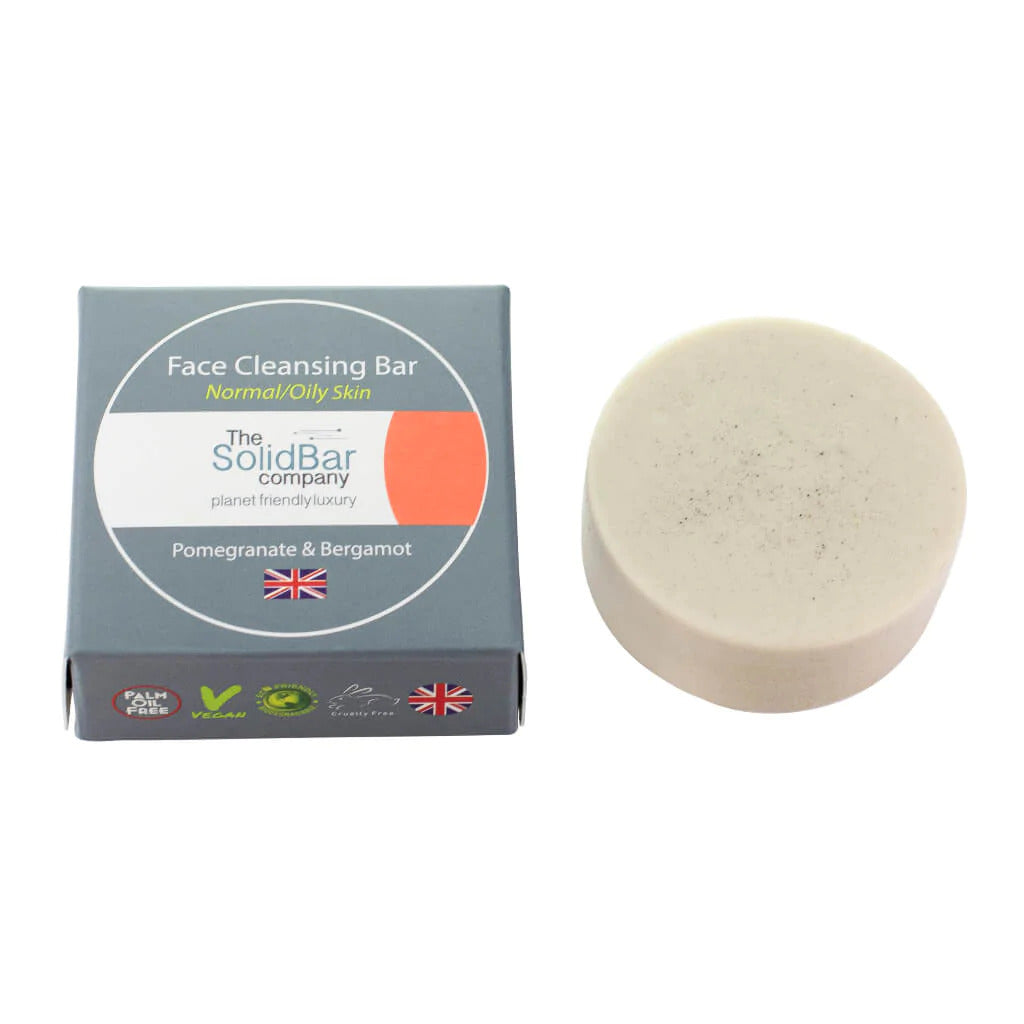 Solid bar Company Oily face cleansing bar vegan pomegranate bergamot plastics free